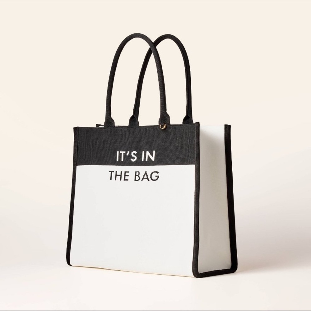 Kate Spade knit color block Black and White Tote Bag NWT - Picture 2 of 14